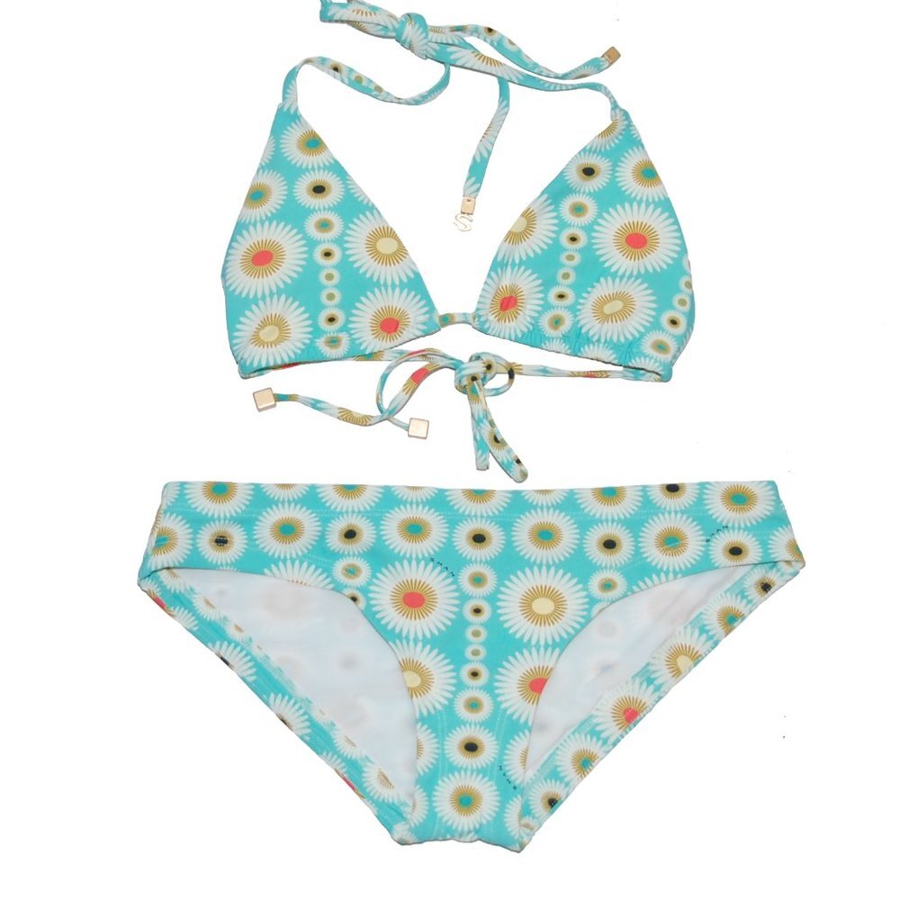 NWT Shan C'est La Bouquet Top & Bikini Bottom 2 Piece Daisy Printed Size 8